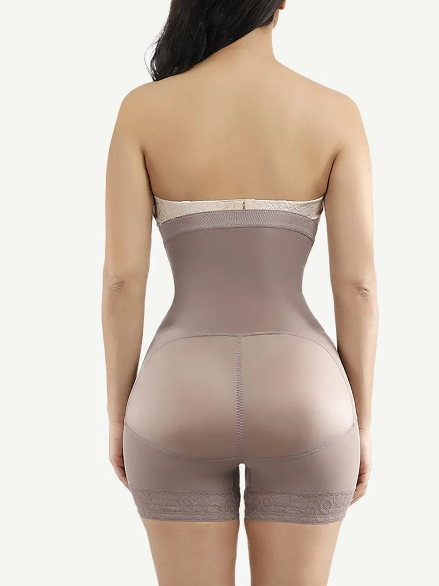 Shorts postoperatorios de cintura alta, talla Queen, para adelgazar, con encaje y ganchos en el dobladillo