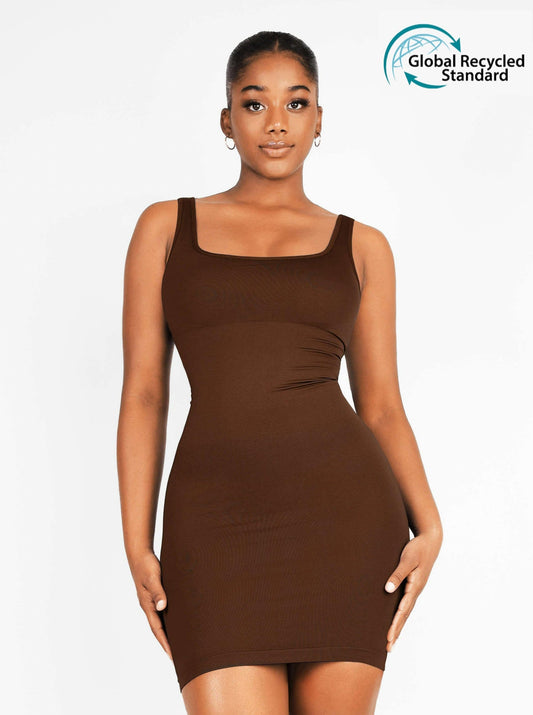 Vestido moldeador de escote cuadrado ecológico sin costuras