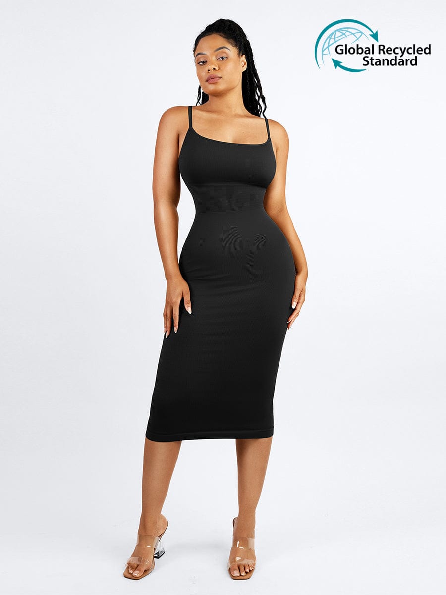 Vestido moldeador midi con control de cintura de 360°, ecológico y sin costuras