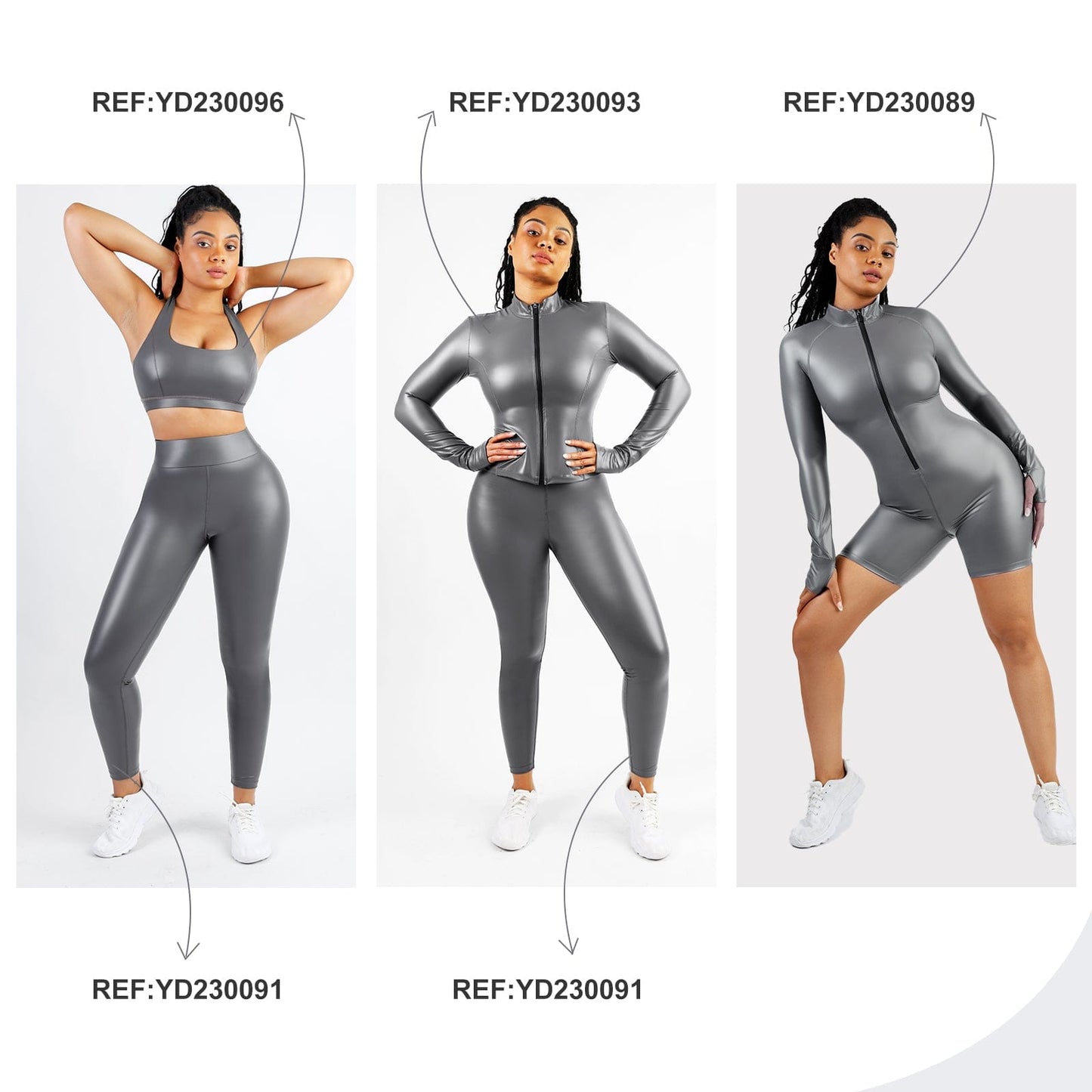 Pantalones deportivos de yoga y sauna con película plateada de cintura media