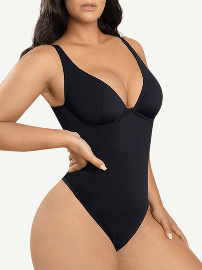 Body de una pieza con escote en V pronunciado y control de abdomen