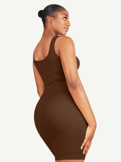Vestido moldeador de escote cuadrado ecológico sin costuras
