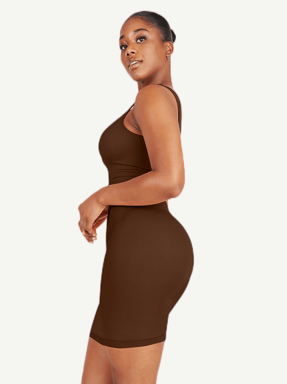 Vestido moldeador de escote cuadrado ecológico sin costuras