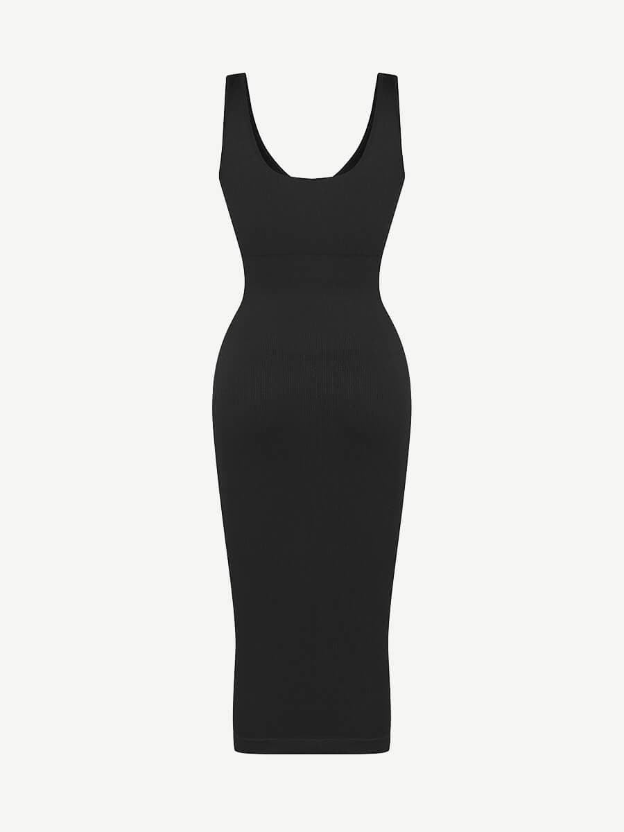 🌿 Vestido moldeador de cintura con escote en V profundo, sin costuras y ecológico, con almohadillas extraíbles