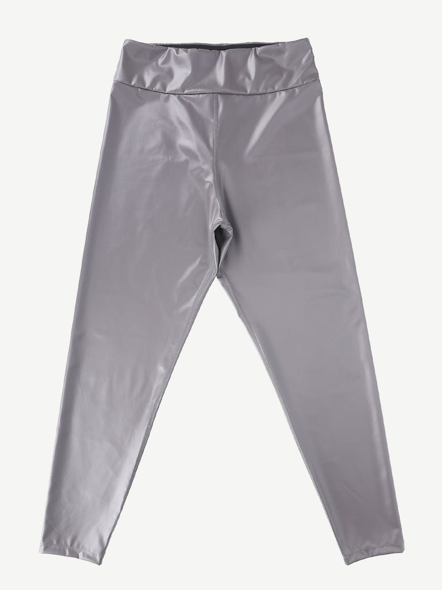 Pantalones deportivos de yoga y sauna con película plateada de cintura media
