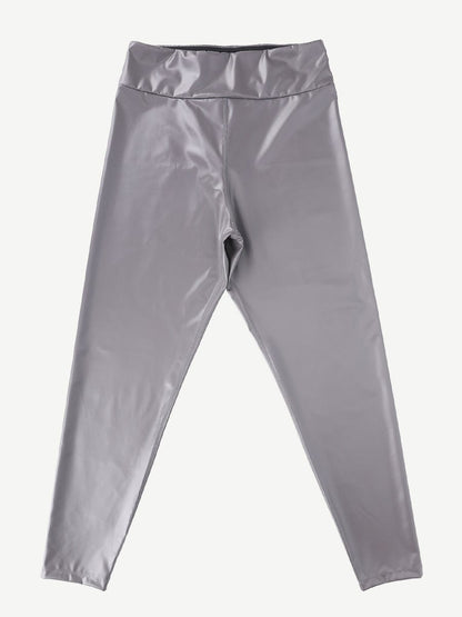 Pantalones deportivos de yoga y sauna con película plateada de cintura media