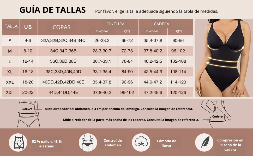 Body de una pieza con escote en V pronunciado y control de abdomen