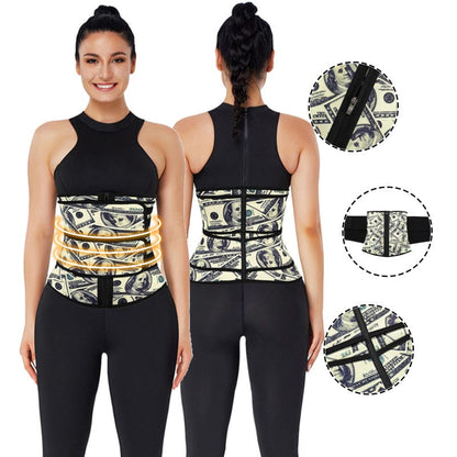Faja moldeadora de cintura de látex con doble cinturón, diseño de dólar