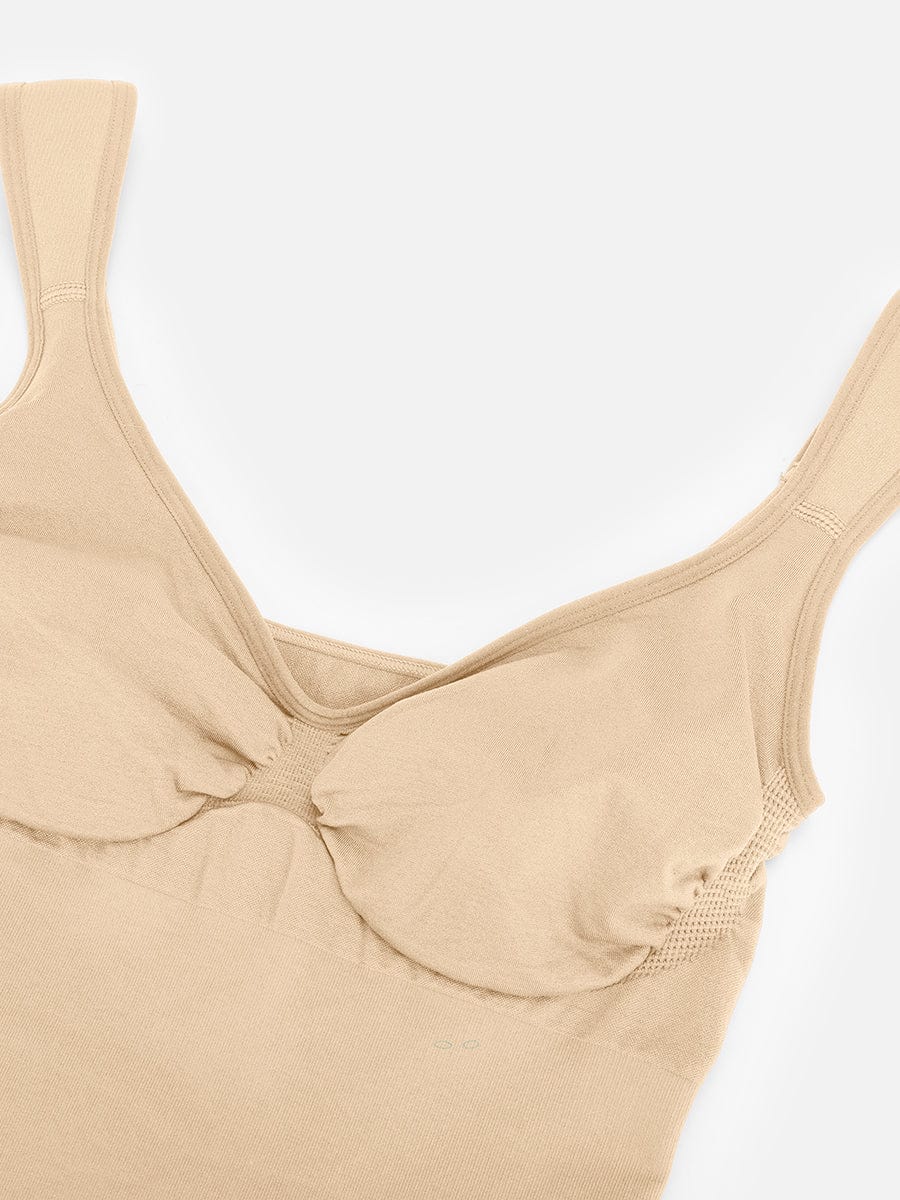 Body de control de cintura y busto con cuello de diamante sin costuras