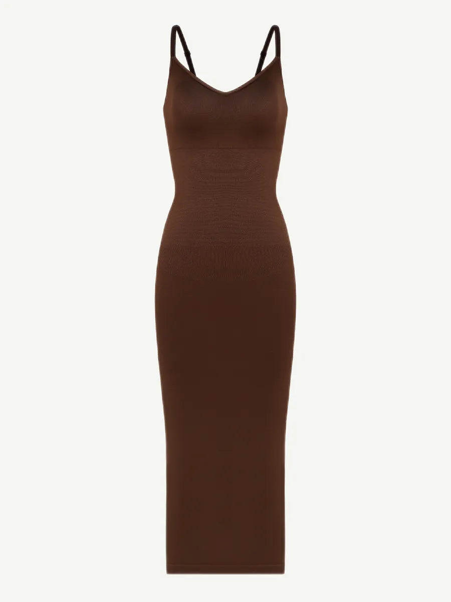 🌿Vestido moldeador sin costuras con tirantes finos y escote en V ecológico 🌿