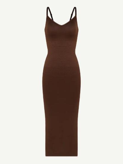 🌿Vestido moldeador sin costuras con tirantes finos y escote en V ecológico 🌿