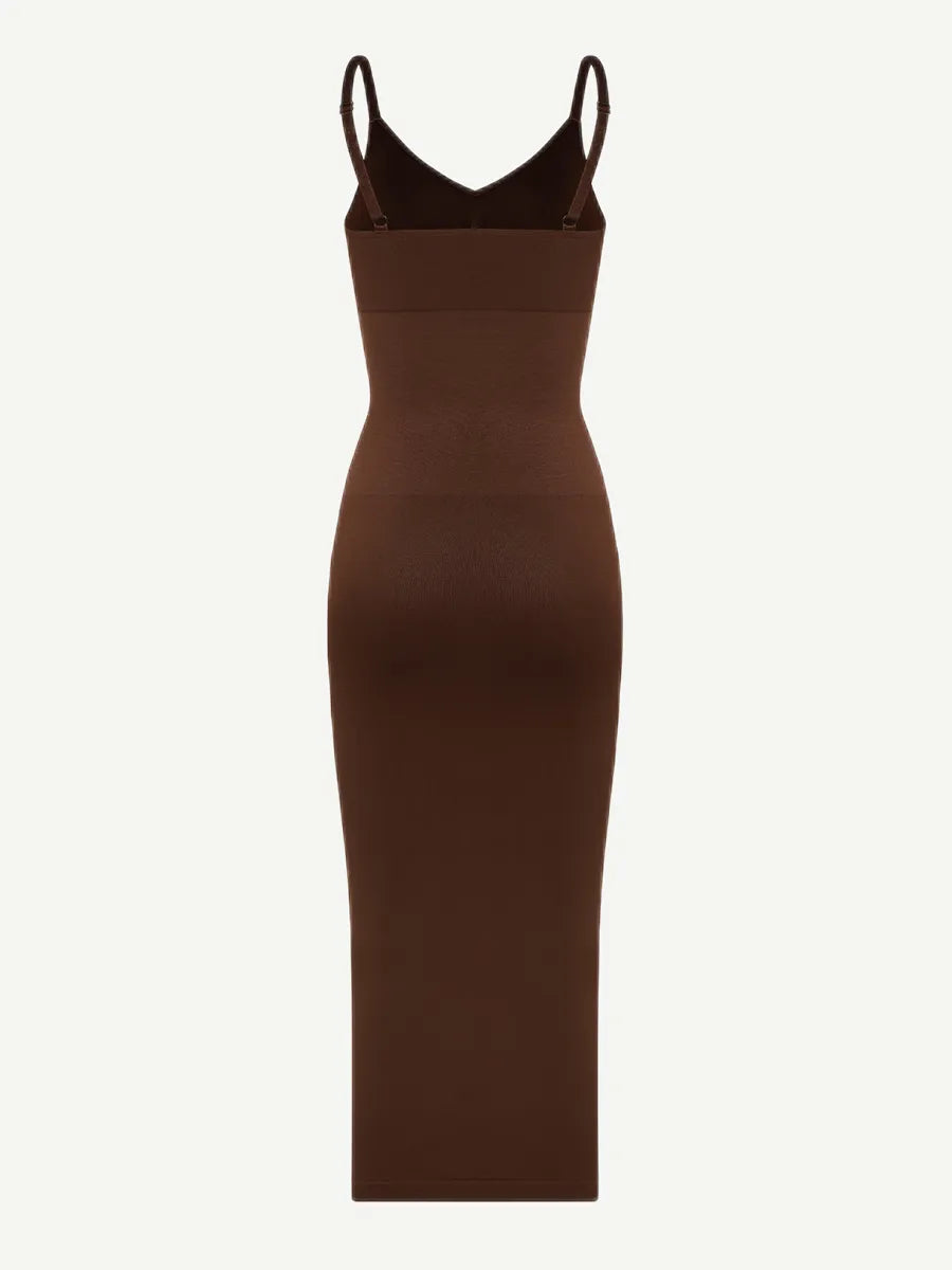 🌿Vestido moldeador sin costuras con tirantes finos y escote en V ecológico 🌿