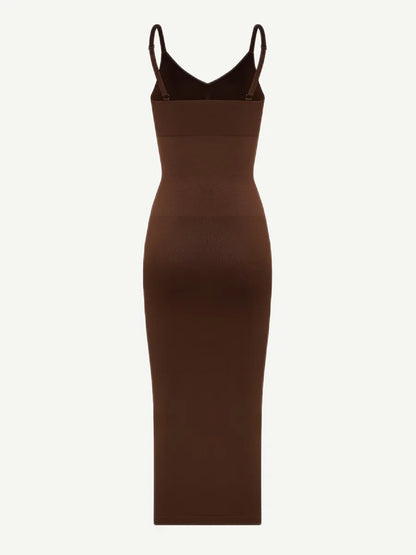 🌿Vestido moldeador sin costuras con tirantes finos y escote en V ecológico 🌿
