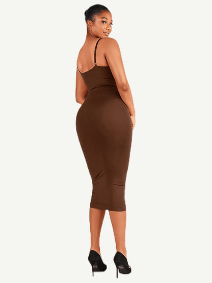 🌿Vestido moldeador sin costuras con tirantes finos y escote en V ecológico 🌿