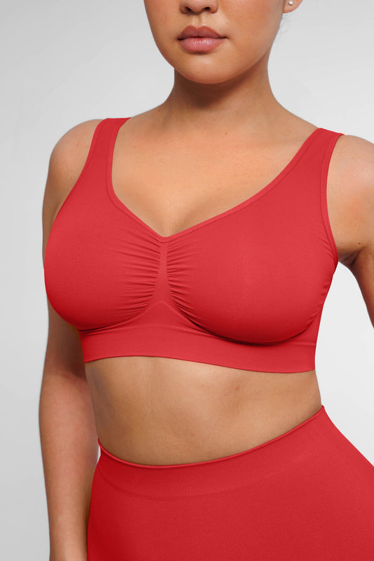 Sujetador moldeador de busto sin costuras con espalda más ancha