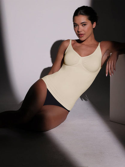 Camiseta sin mangas moldeadora de cintura y abdomen con soporte de busto sin costuras