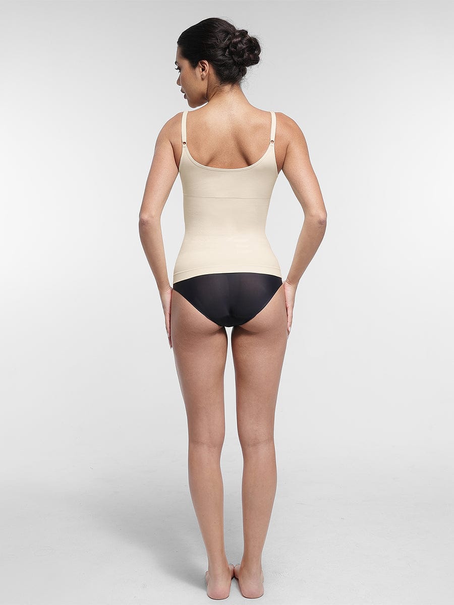 Camiseta sin mangas moldeadora de cintura y abdomen con soporte de busto sin costuras