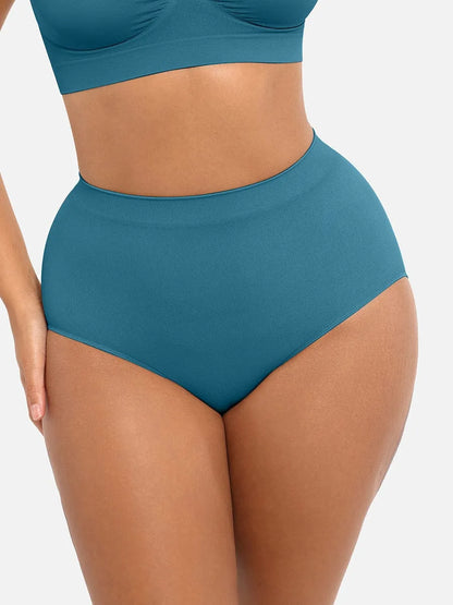 Braguita de talle alto sin costuras, control de abdomen, antibacteriana, color melocotón