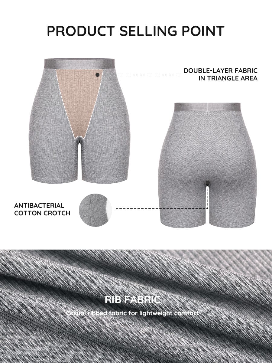 Bóxer ajustado de rayón acanalado, cintura media, transpirable