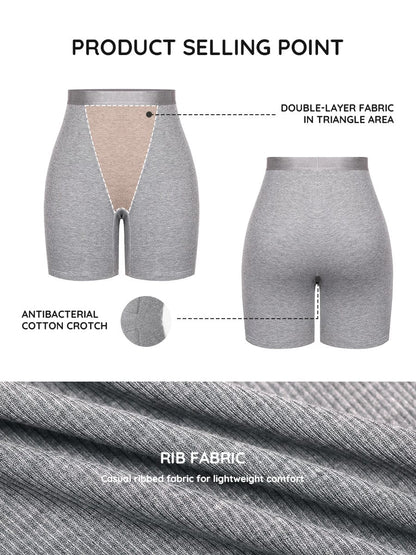 Bóxer ajustado de rayón acanalado, cintura media, transpirable