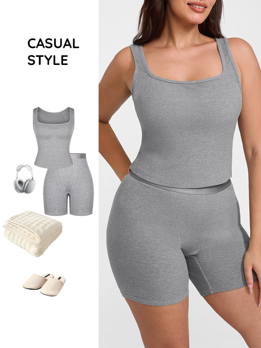 Bóxer ajustado de rayón acanalado, cintura media, transpirable