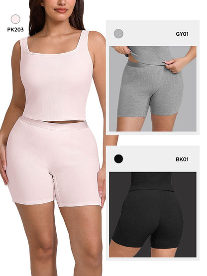 Bóxer ajustado de rayón acanalado, cintura media, transpirable