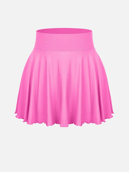 Falda acampanada de cintura media con volantes, pantalones cortos incorporados y bolsillos, venta