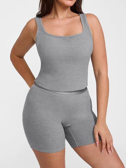 Bóxer ajustado de rayón acanalado, cintura media, transpirable