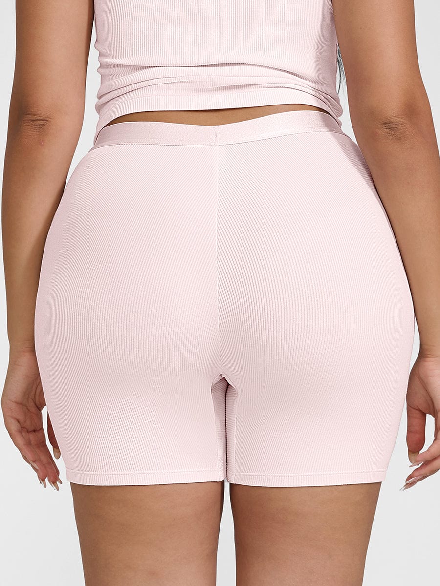 Bóxer ajustado de rayón acanalado, cintura media, transpirable