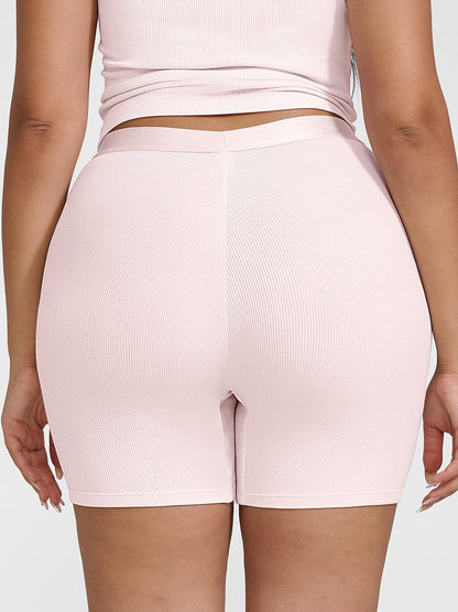 Bóxer ajustado de rayón acanalado, cintura media, transpirable