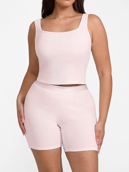 Bóxer ajustado de rayón acanalado, cintura media, transpirable