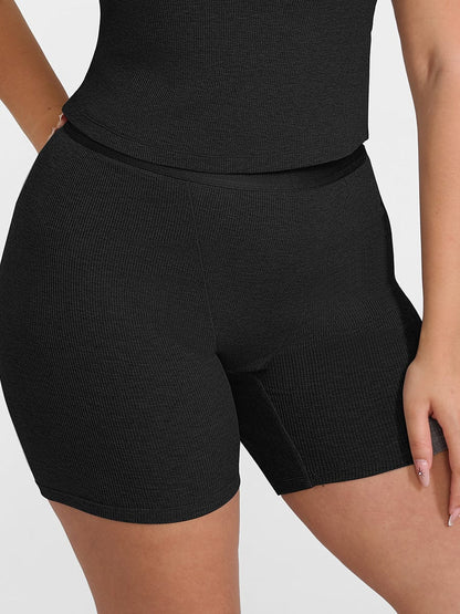 Bóxer ajustado de rayón acanalado, cintura media, transpirable