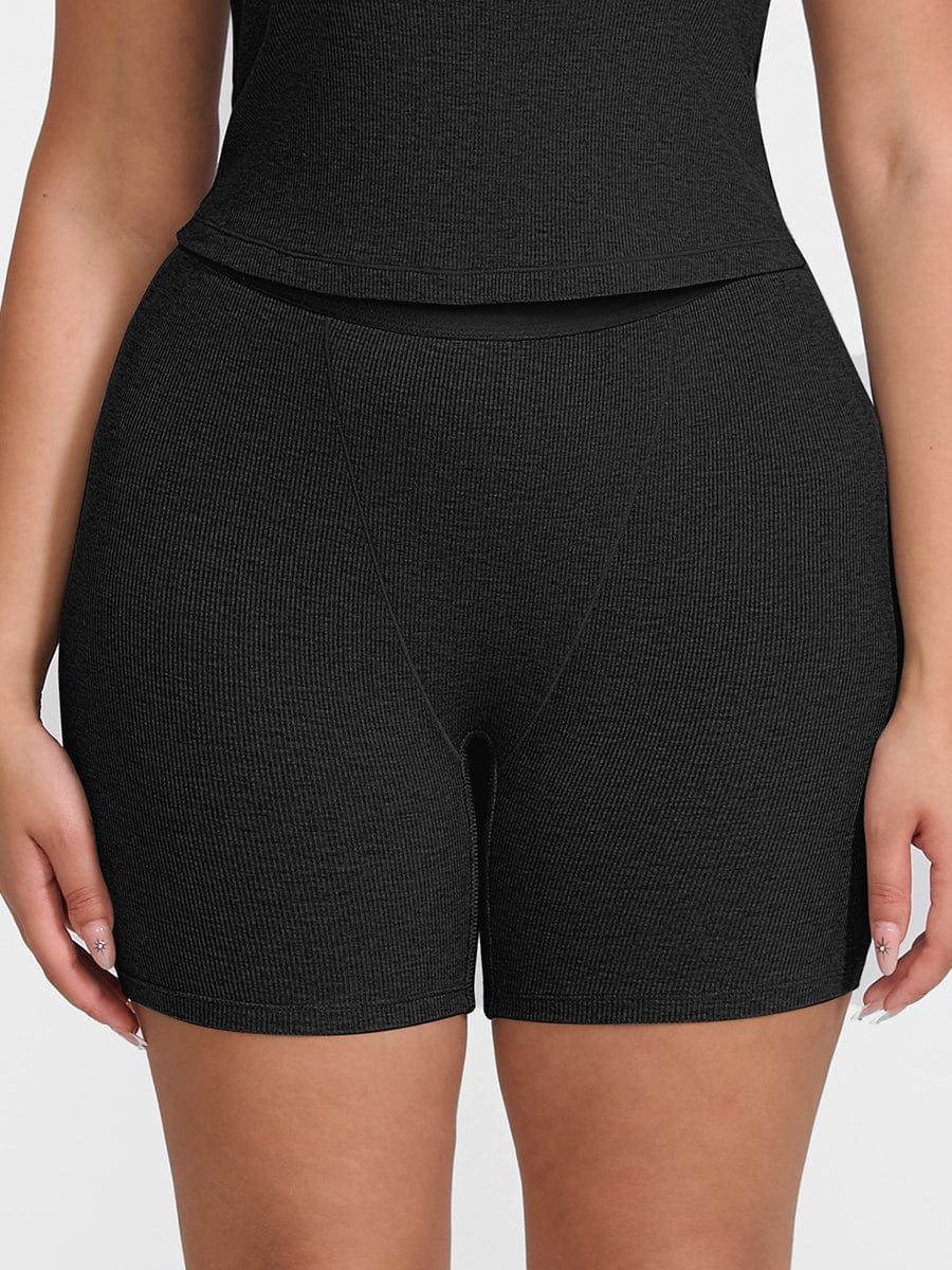 Bóxer ajustado de rayón acanalado, cintura media, transpirable