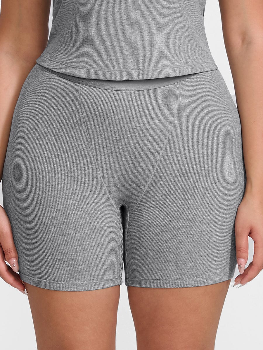 Bóxer ajustado de rayón acanalado, cintura media, transpirable