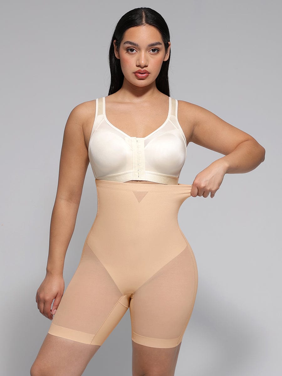 Pantalones cortos moldeadores de cintura alta que realzan los glúteos y adelgazan hasta la mitad del muslo