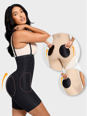 Faja moldeadora 3 en 1 con control de abdomen, cintura alta, acolchada, sin costuras, para caderas y glúteos