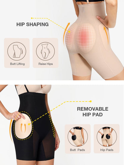 Faja moldeadora 3 en 1 con control de abdomen, cintura alta, acolchada, sin costuras, para caderas y glúteos