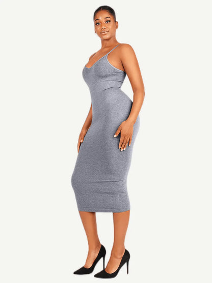 🌿Vestido moldeador sin costuras con tirantes finos y escote en V ecológico 🌿
