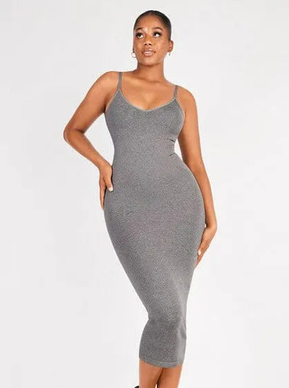 🌿Vestido moldeador sin costuras con tirantes finos y escote en V ecológico 🌿