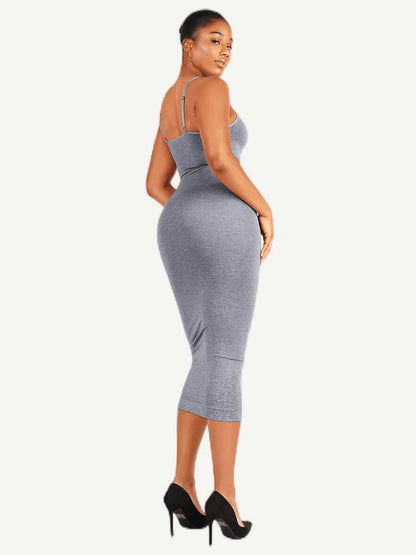 🌿Vestido moldeador sin costuras con tirantes finos y escote en V ecológico 🌿