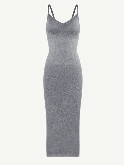 🌿Vestido moldeador sin costuras con tirantes finos y escote en V ecológico 🌿