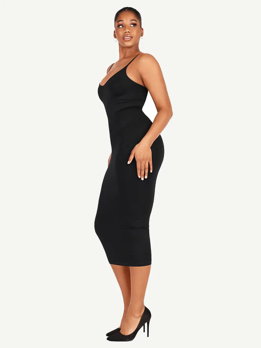 🌿Vestido moldeador sin costuras con tirantes finos y escote en V ecológico 🌿
