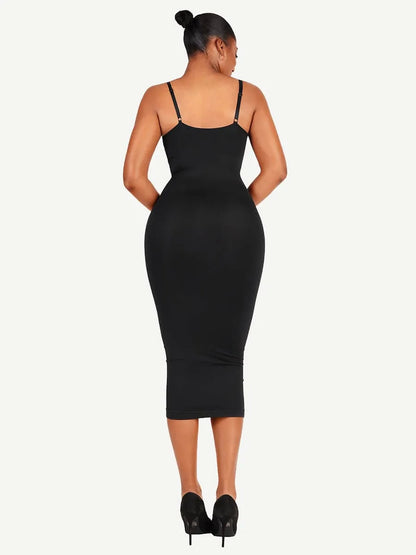 🌿Vestido moldeador sin costuras con tirantes finos y escote en V ecológico 🌿