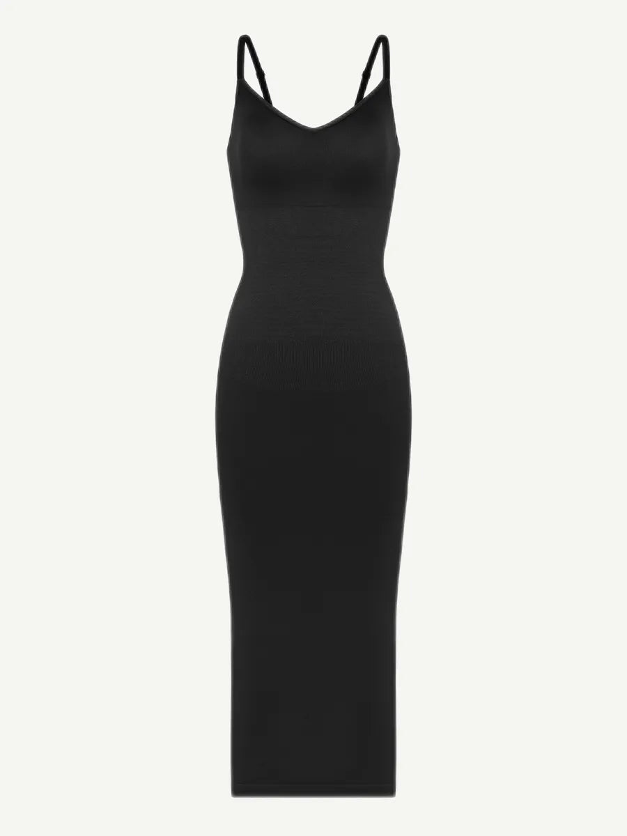 🌿Vestido moldeador sin costuras con tirantes finos y escote en V ecológico 🌿