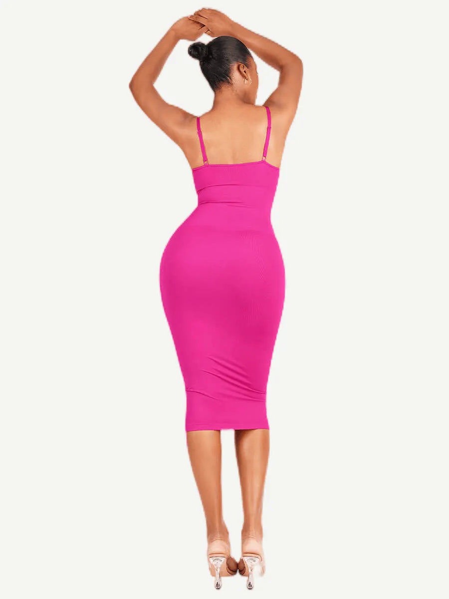 🌿Vestido moldeador sin costuras con tirantes finos y escote en V ecológico 🌿