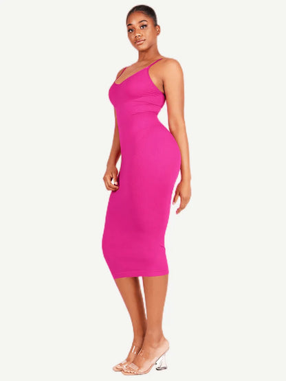 🌿Vestido moldeador sin costuras con tirantes finos y escote en V ecológico 🌿