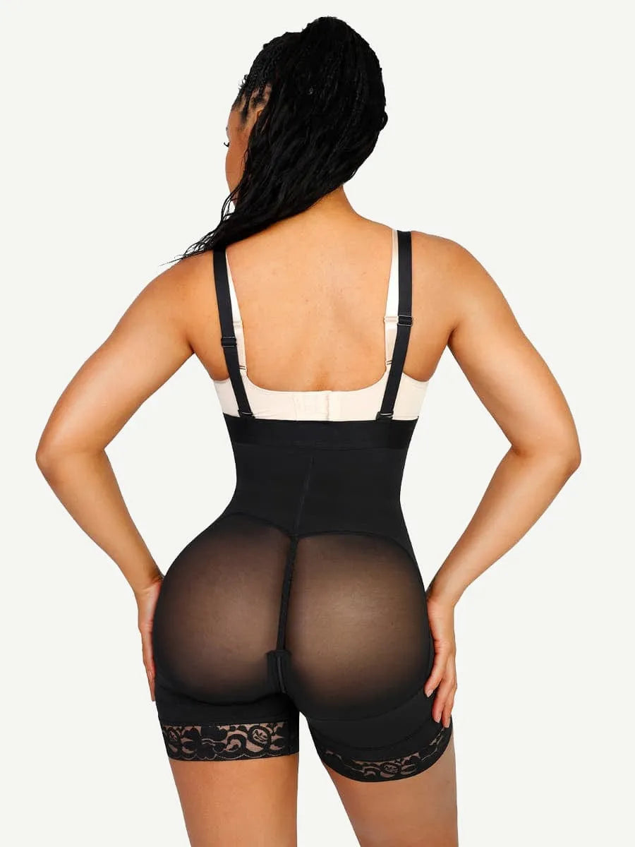 Sexy Lace Firm Compression Latex Buttock Lifting Shapewear