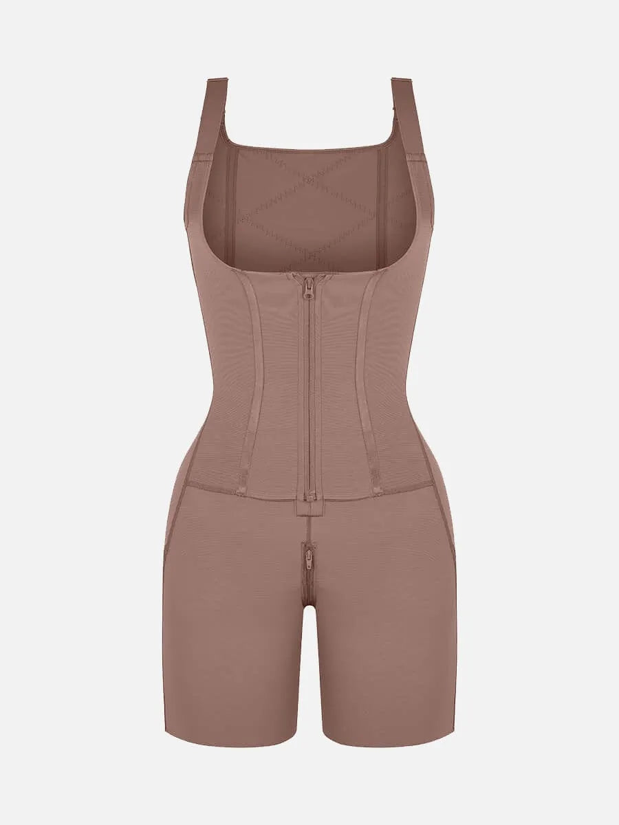 Faja postoperatoria en forma de U con soporte para busto, dos varillas de acero, control de cintura y abdomen