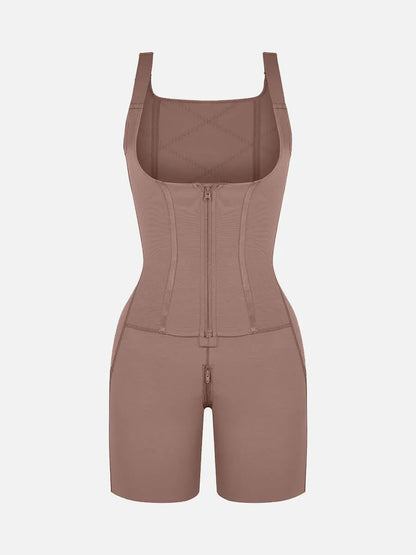 Faja postoperatoria en forma de U con soporte para busto, dos varillas de acero, control de cintura y abdomen