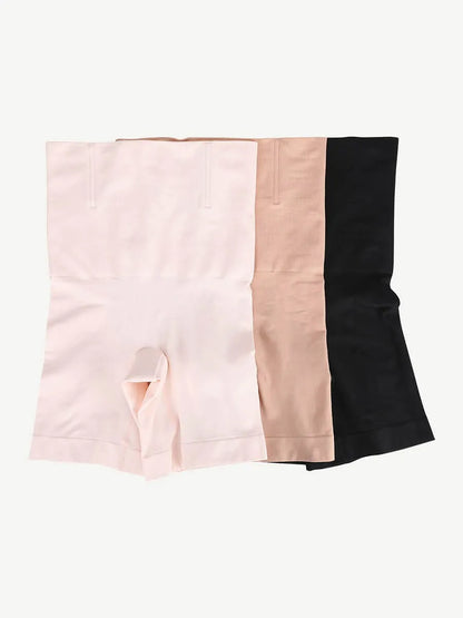 Shorts moldeadores sin costuras de doble capa con panel abdominal y 4 varillas de acero